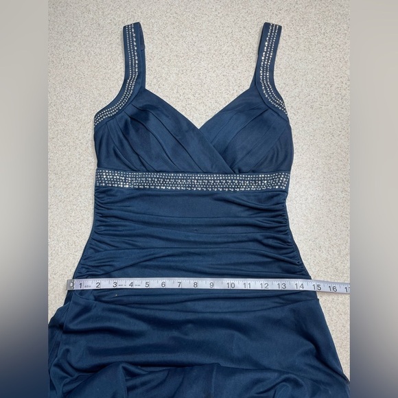 Trixxi Navy Blue Jeweled Evening Dress Size Small - Picture 9 of 10